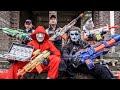 [ 1 Hour Nerf War ] Warriors Black Nerf Guns Fight Crime RED SATAN Mask Bloody Battlefield 2