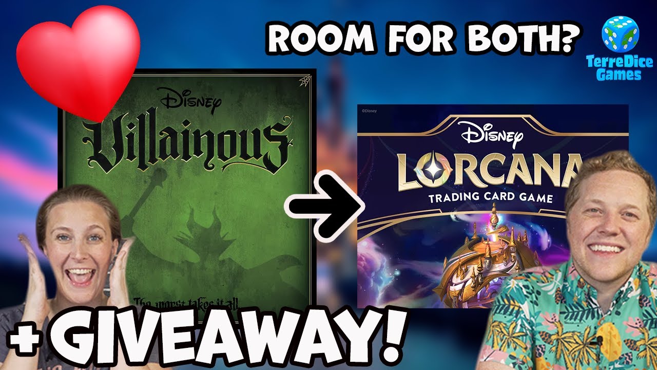 villainous with lorcana card Ravensburger Disney - Introduction to Evil Strategy Board Game - Compatible Other Villainous Games - Includes Promo Disney Lorcana Villain Card Pack
