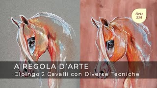 I paint a horse with different techniques and supports #artistictechniques screenshot 5