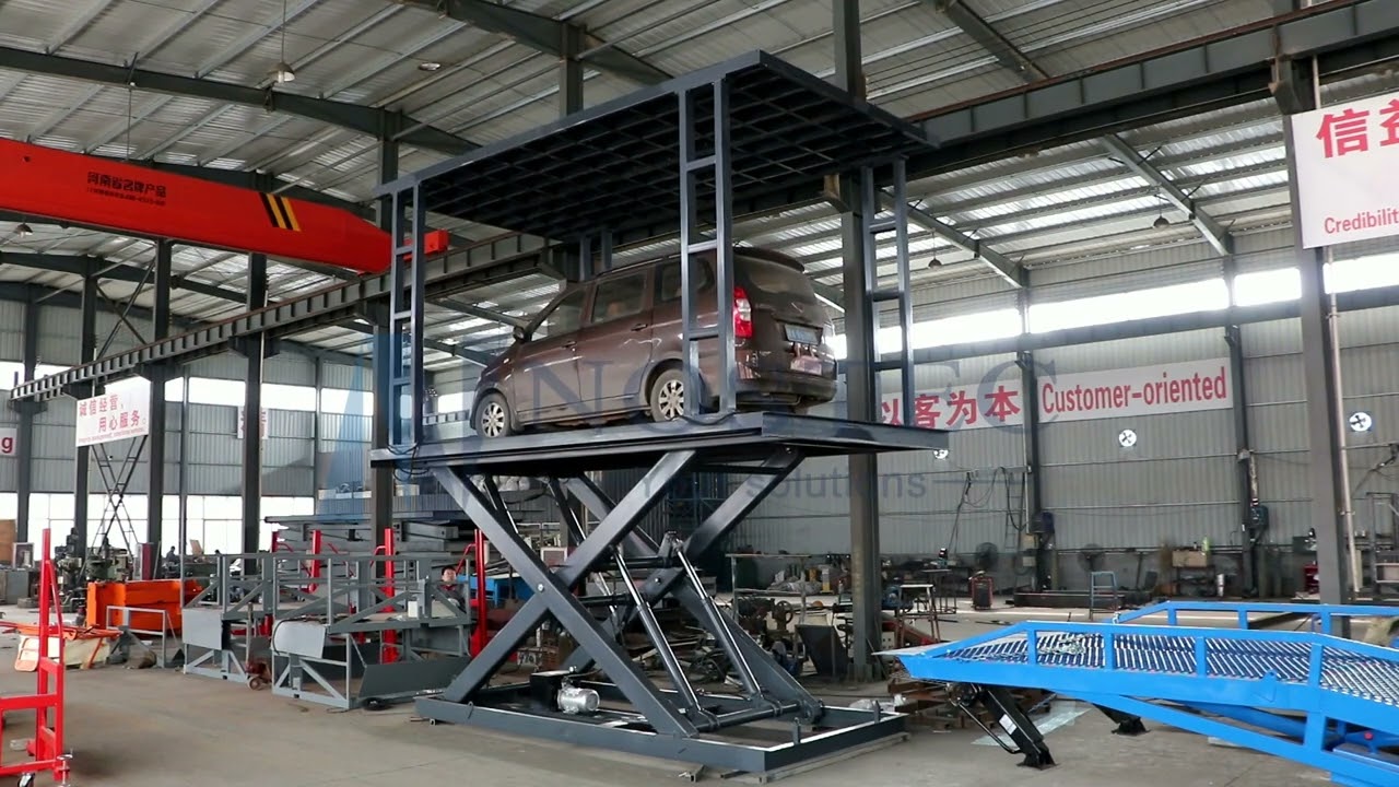 double platform Scissor car lift for car parking-down