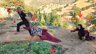 The husband prevented the second wife from picking vegetables from the first wife's garden...