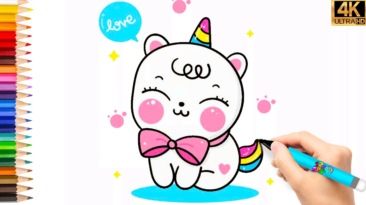 ユニコーンの公式絵🦄ユニコーンを簡単に描く方法😍絵を描く🌈簡単な