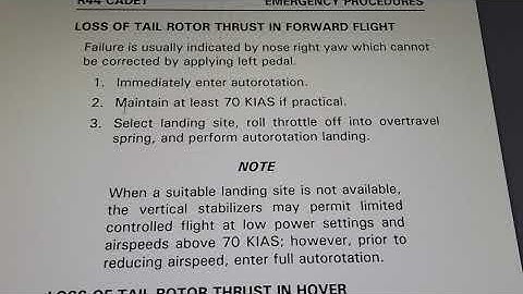 Loss of Tail Rotor Thrust in Forward Flight