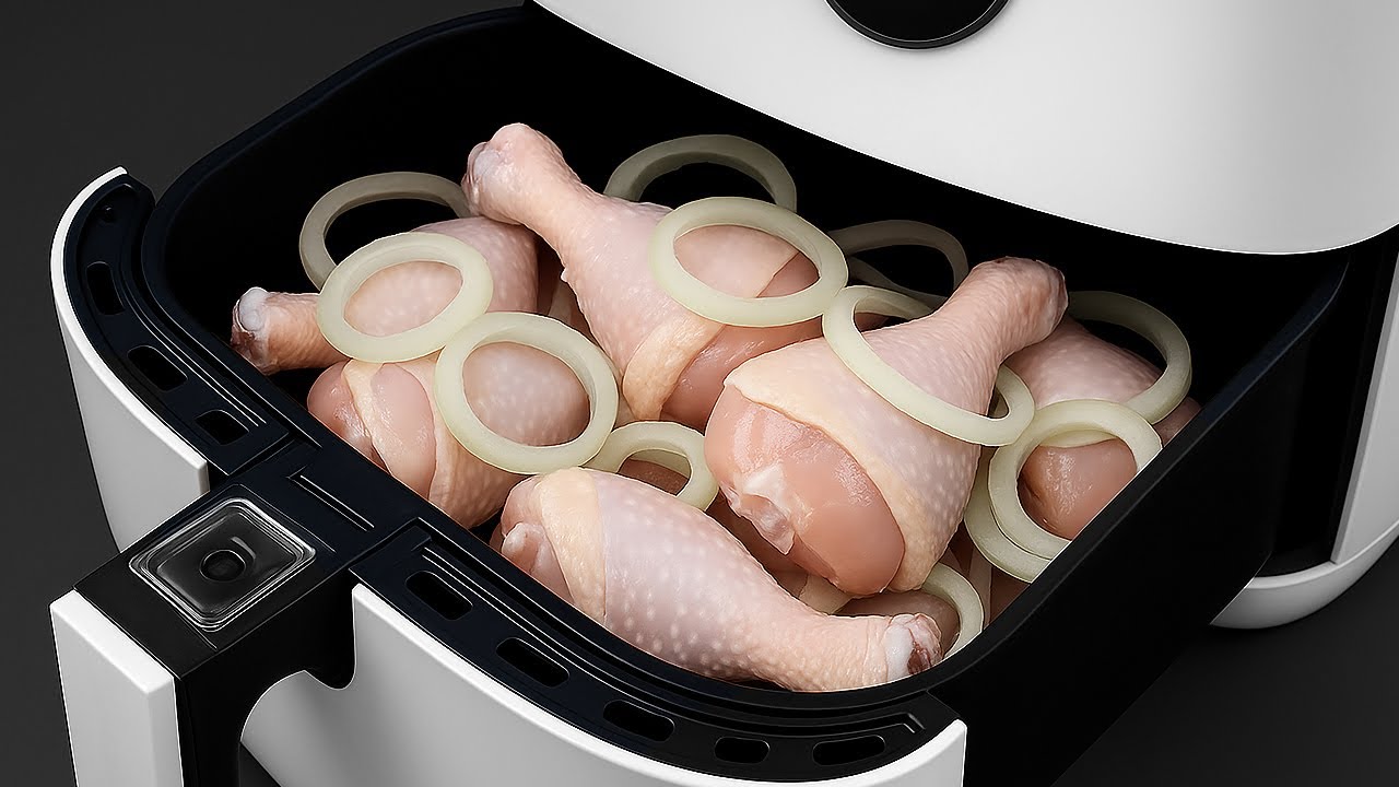 Ich habe Hähnchenschenkel in der Heißluftfritteuse zubereitet... und WOW 🤯 So saftig und knusprig!