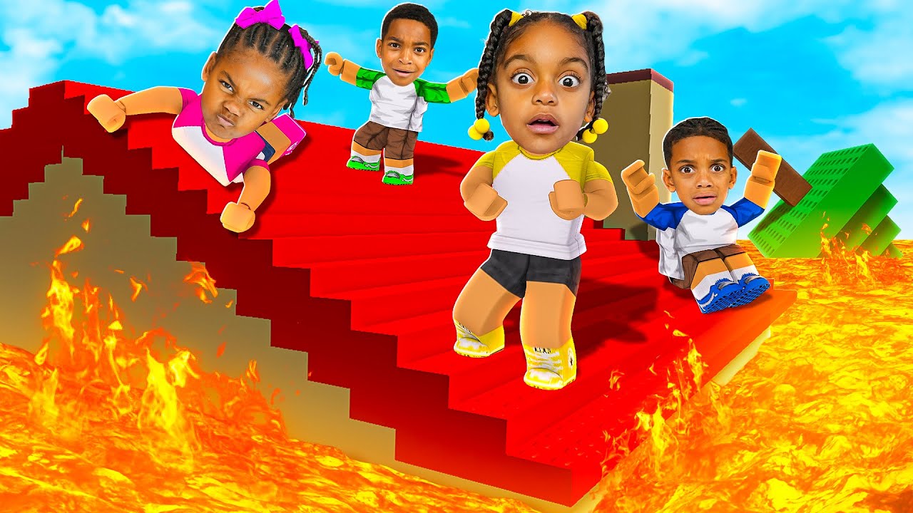 THE FLOOR IS LAVA ROBLOX WITH KYRIE, AYLA, NOVA, & DJ | The Prince Family Clubhouse