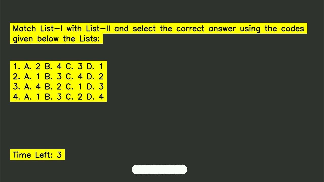 Match List-I with List-II and select the correct answer using the codes ...