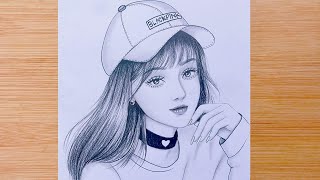 Drawing Tutorial || How to draw a girl with Blackpink cap  step by step Pencil Sketch for beginners