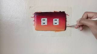 DIY | sunset and silhouette painting on socket.