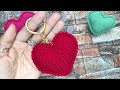 Llavero de corazón ♥️ SAN VALENTIN tejido a Crochet ♥️con relieve paso a paso❤️