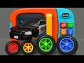 Learn colors black police car street vehicle toys assemble cars wheels and microwave toy  zorip