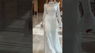 High-Collar Ruffle Splicing Flare-Sleeve Maxi Dress