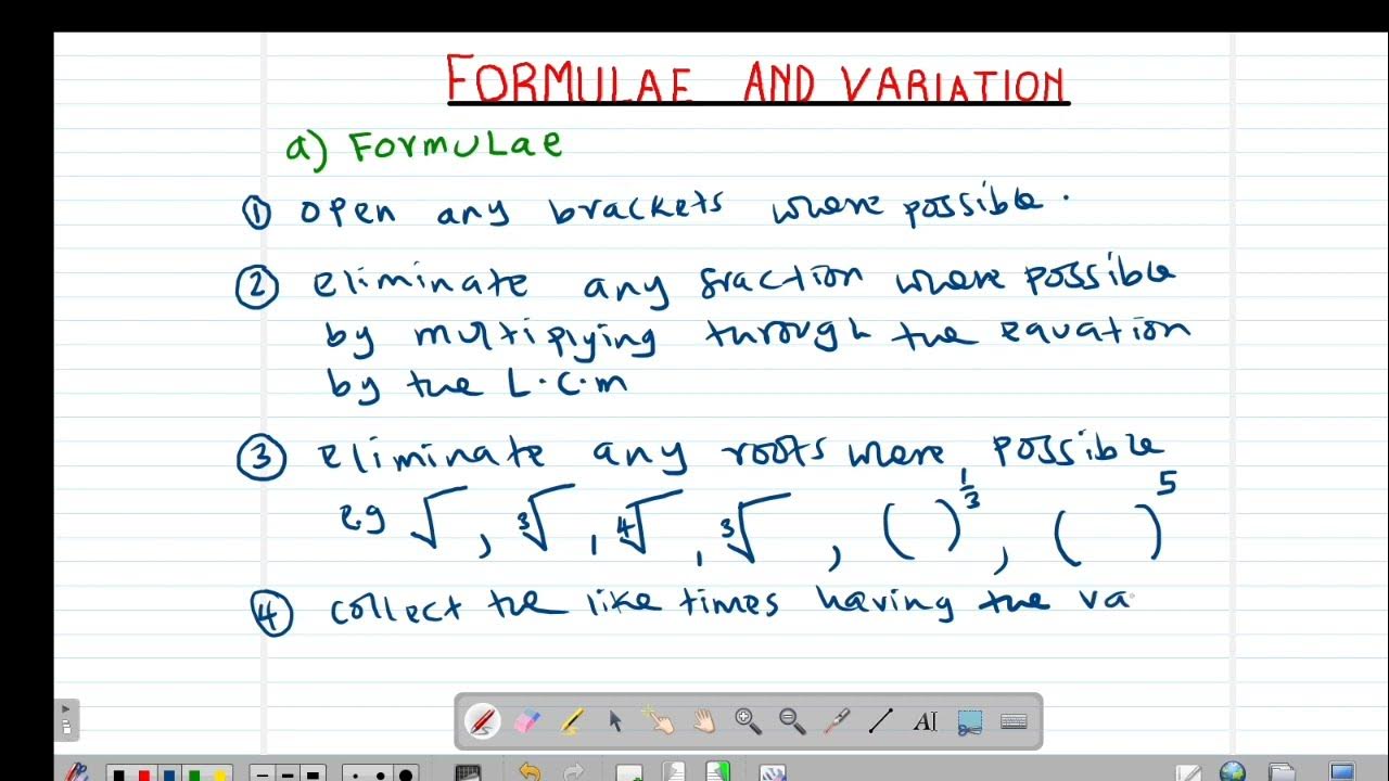 FORM 3: FORMULA AND VARIATION: LESSON 1(KCSE1989 PP2 NO.3, KCSE1993 PP1 ...