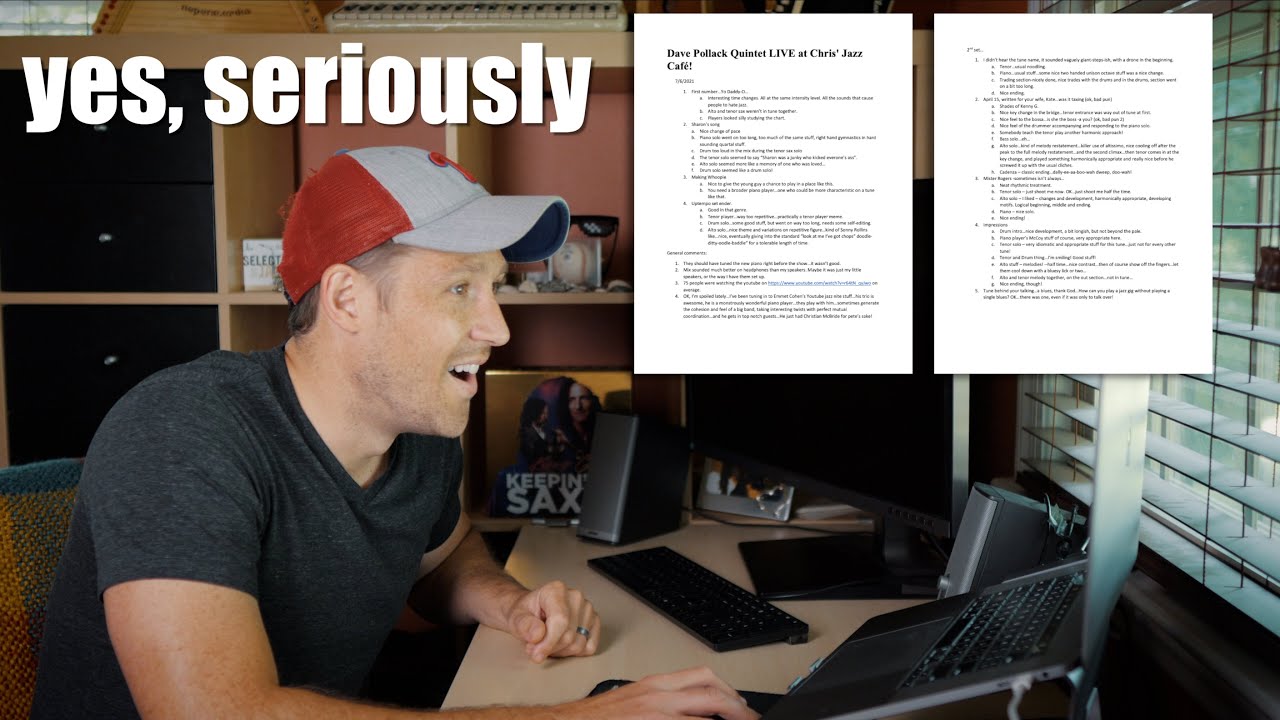 A JAZZ CRITIC Sent Me a 2-Page Critique!