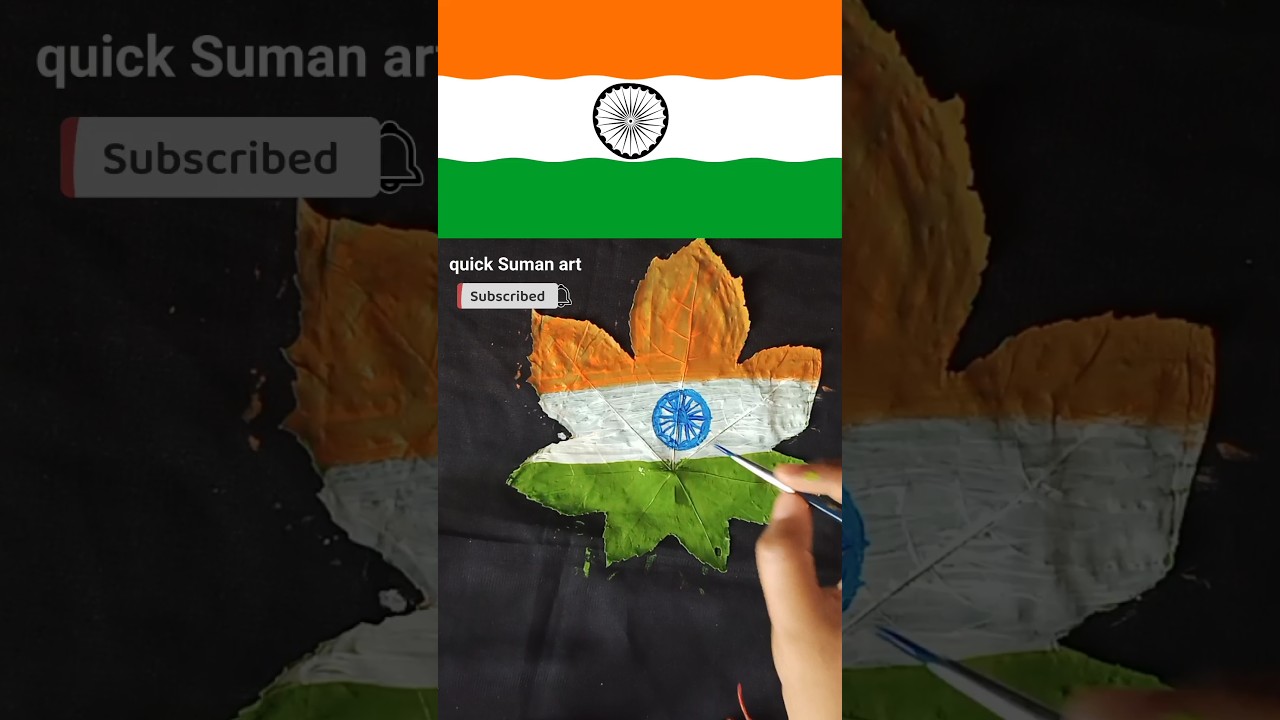 Indian Flag 🇮🇳 Painting on leaf 🌿🍀