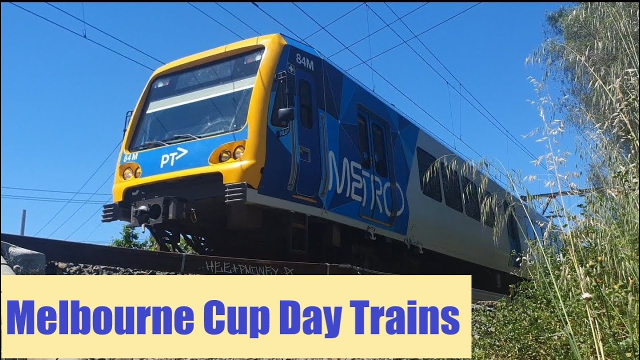 Trains on Melbourne Cup Day - Metro Trains and V/Line Trains - YouTube