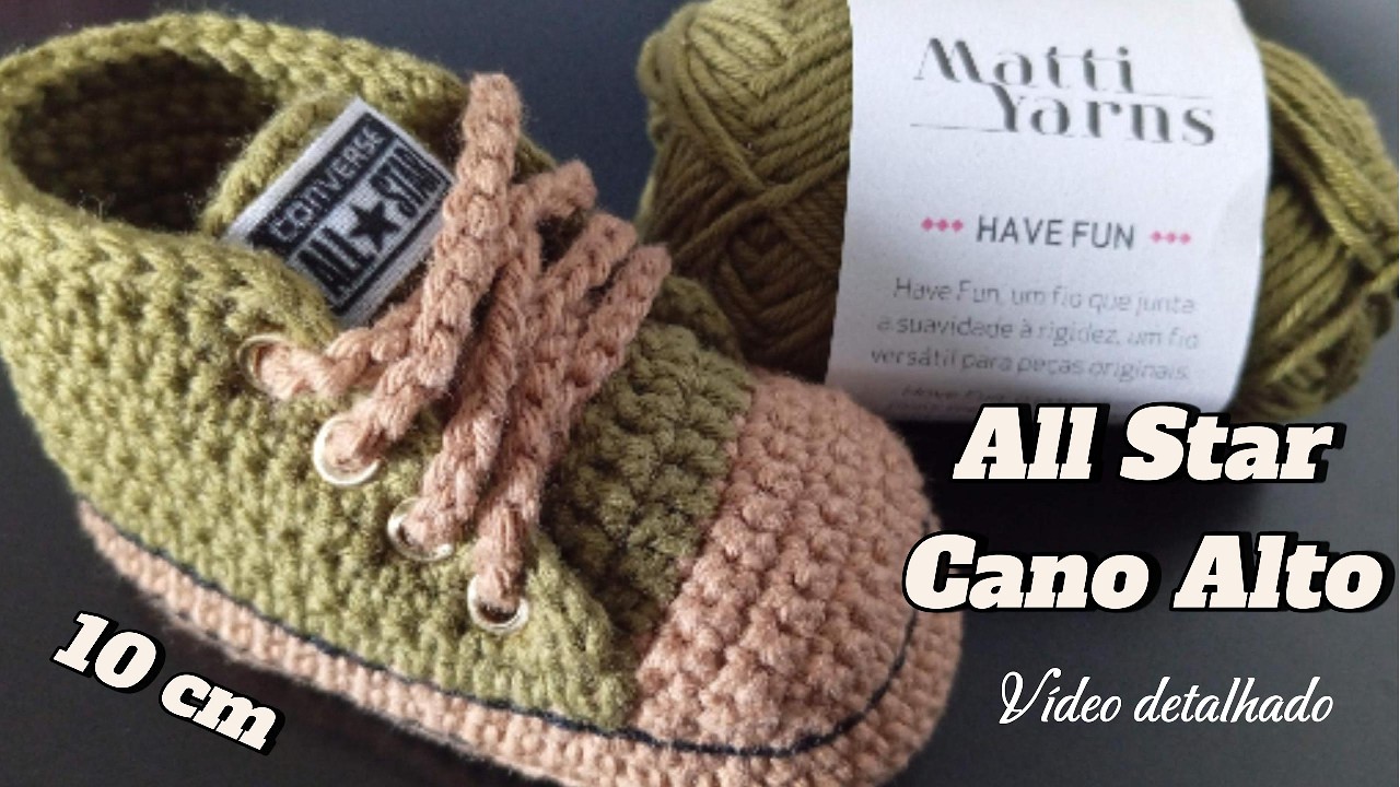 All Star de Crochê Baby com Fio Have Fun da Matti Yarns/10cm/3 a 6 meses