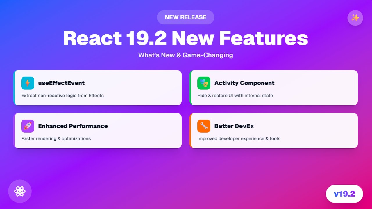 React 19.2 New Features in 6 Minutes ( useEffectEvent , Activity ...
