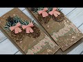 Easy Watercolor Pinecone Slimline Cards | AmyR Christmas 2020 Series #3