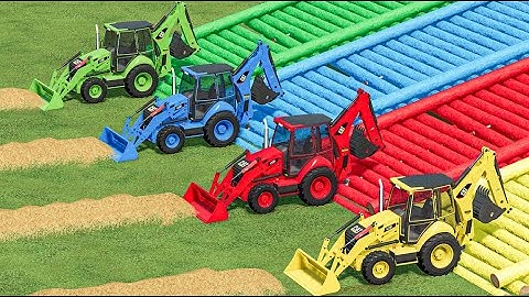 Loaders Of Colors ! Straw LOAD & SELL ! Cat Backhoe on LOW LOADERS! Farming Simulator 22