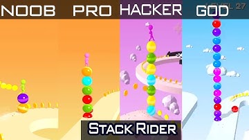 NOOB vs PRO vs HACKER vs GOD Stack Rider Max Level Gameplay - MEGA TEAM