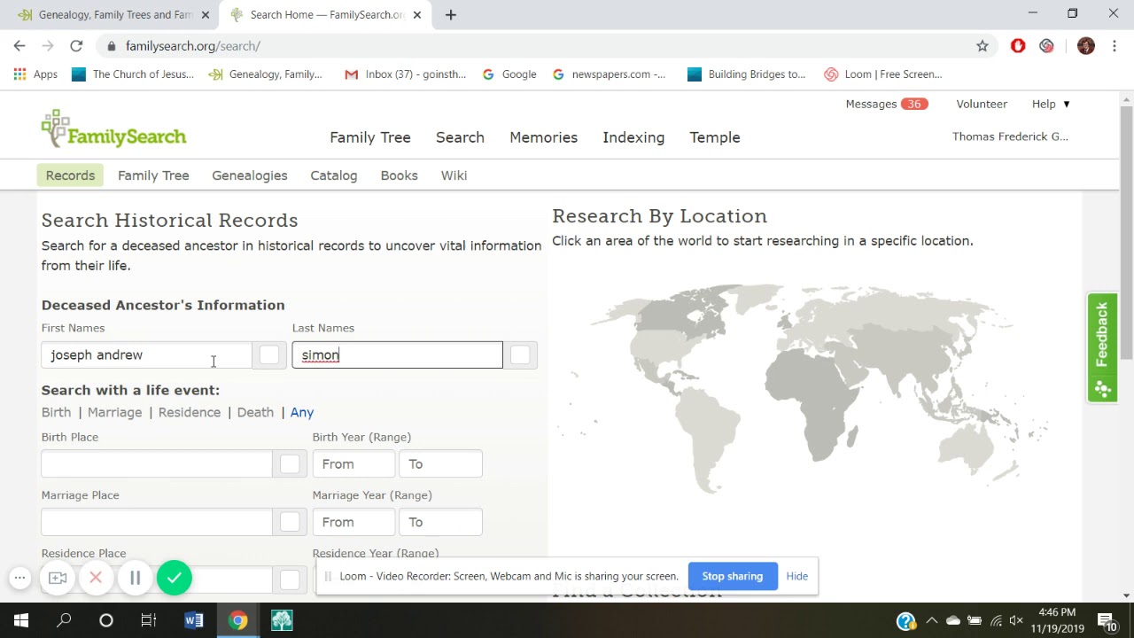 HOW TO USE ANOTHER GENEALOGY WEB SITE (FREE).