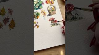 Tiny watercolor study: mushrooms