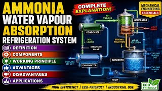 AMMONIA WATER VAPOUR ABSORPTION REFRIGERATION SYSTEM. Working Principle, Components & Applications