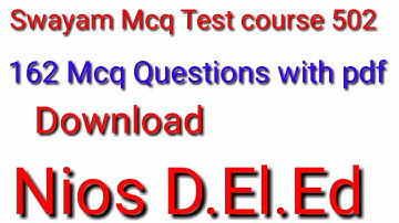 Swayam Mcq test course 502 week 9 with pdf .download