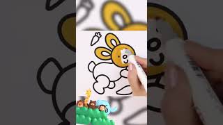 Come disegnare Coniglio | Come colorare imparare l&#39;inglese  | imparare i colori e gli animali