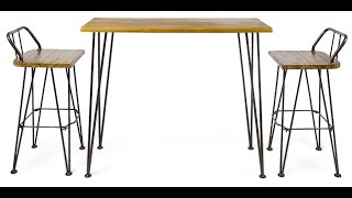 Christopher Knight Home Denali Outdoor Industrial Acacia Wood Bar Set - Overview