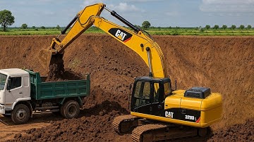 Amazing Work Excavator Digging A Large Fish Pond By CATERPILLAR 320D GC