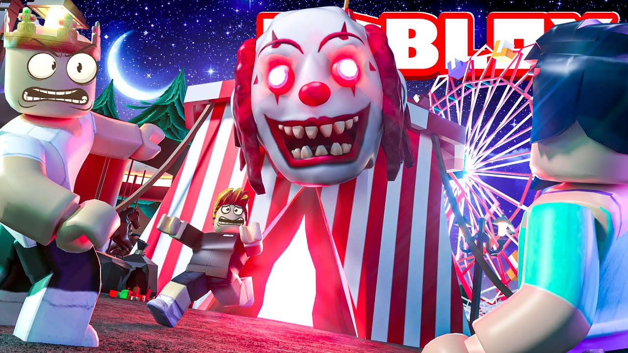 Побег от клоунов. Escape the Carnival of Terror OBBY!. Клоун РОБЛОКСА. Клоун Roblox. Побег от клоуна в РОБЛОКС.