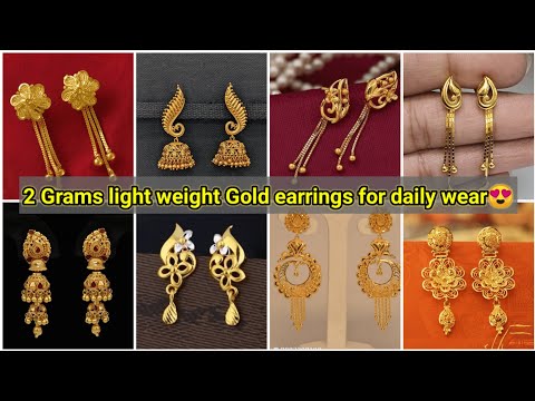 2 Grams Gold Earring Designs- [ New Collections ] • South India Jewels | Gold  earrings designs, Gold earrings models, Gold necklace price