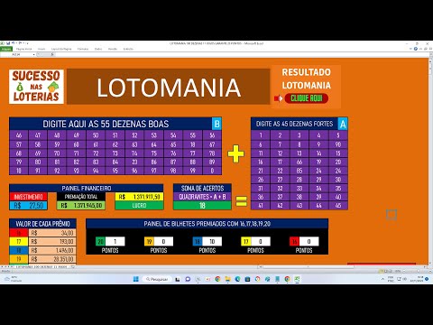 PLANILHA LOTOMANIA 100 DEZENAS 11 JOGOS - GARANTE 20 PONTOS - FECHE 18 DEZENAS ((PLANILHA PREMIUM))