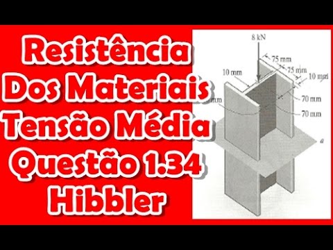 [Resistência dos Materiais] Questão 1.34 do Hibbeler - Tensão Média (Cisalhamento)