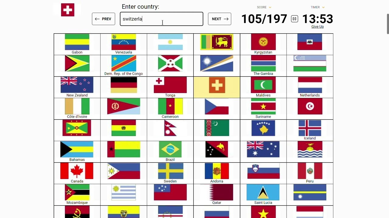 Naming the flags of the world in under 8 minutes - Sporcle quiz #1