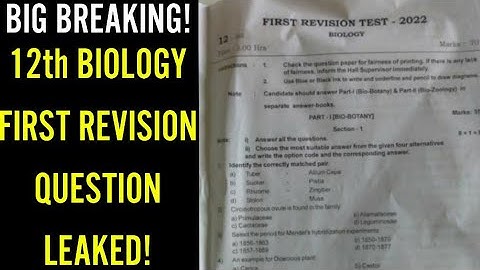 TN 12th Biology Question Paper Leaked! | FIRST REVISION EXAM | 2022