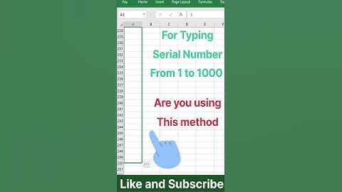 Type 1 to 1000 serial numbers easily #excel #shorts #exceltutorial #msexcel #exceltips