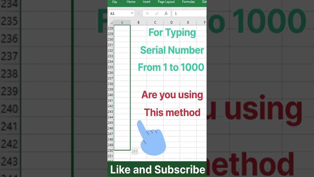 Type 1 to 1000 serial numbers easily  excel  shorts  exceltutorial  msexcel  exceltips