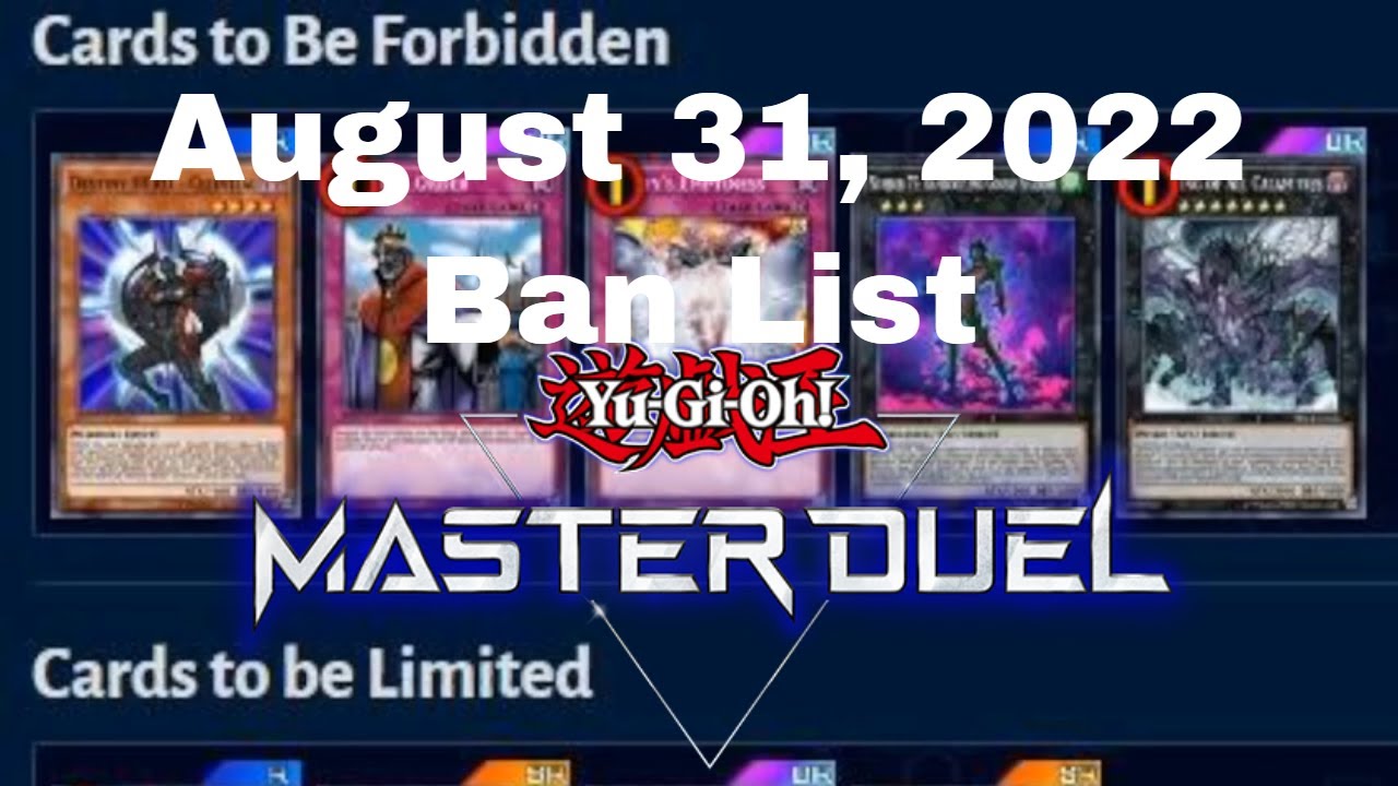 YuGiOh Master Duel August 2022 Ban list UPDATE YouTube