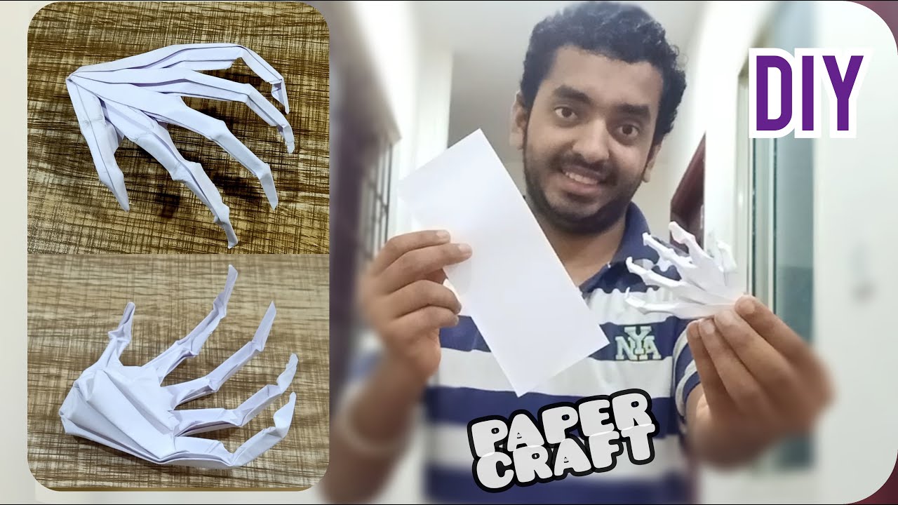 Origami Skeleton Hand Tutorial Youtube