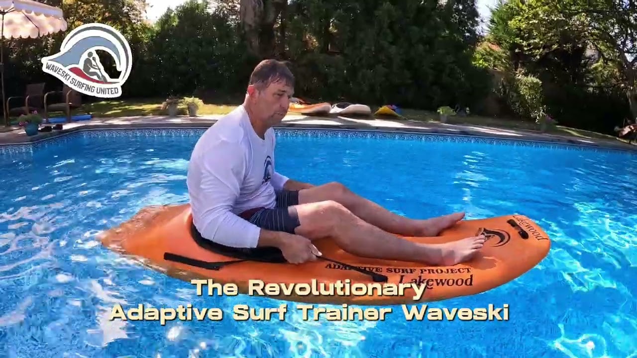 The Adaptive Surf Trainer Waveski! Stable and comfortable, even for larger participants.