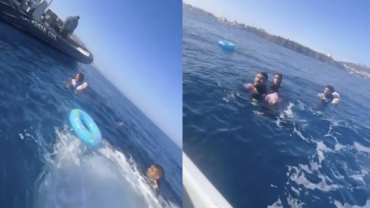 Inmigrantes con flotadores y manguitos intentan cruzar a Ceuta