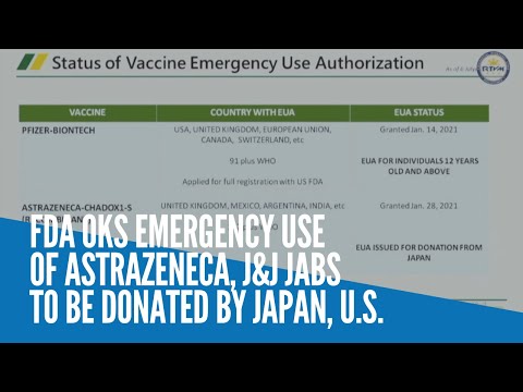 FDA OKs emergency use of AstraZeneca, J&J jabs to be donated by Japan, US