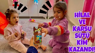 Hi̇lal Arkadaşi İle Oyun Oynarken Çi̇kolatali Süt Geti̇rdi̇m Çi̇kolatali Sütü Kazanan Hi̇lal Oldu