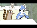 Regular show  mordecai rigby and skips vs pops