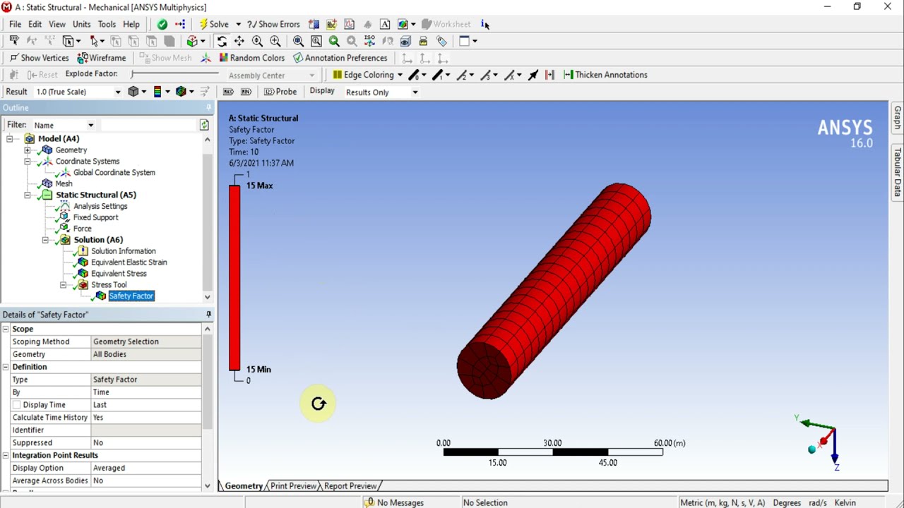 Setting Range for Factor of Safety ANSYS FEA Analysis YouTube
