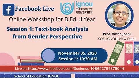 IGNOU Session on "Textbook Analysis from Gender Perspective", IGNOU B.Ed 2 Year Online Workshop