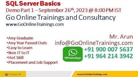 SQL Server Basics Demo Part1 - September 26th, 2023 | Bhaskar Jogi | Go Online Trainings