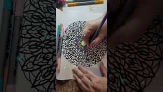 Coloring a Mandala in The Art of Relaxing with Mandalas Coloring Book